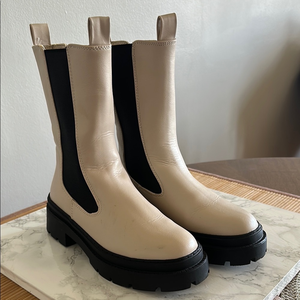 Women's Cream and Black Boots